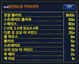비디오 포커 보너스 포커